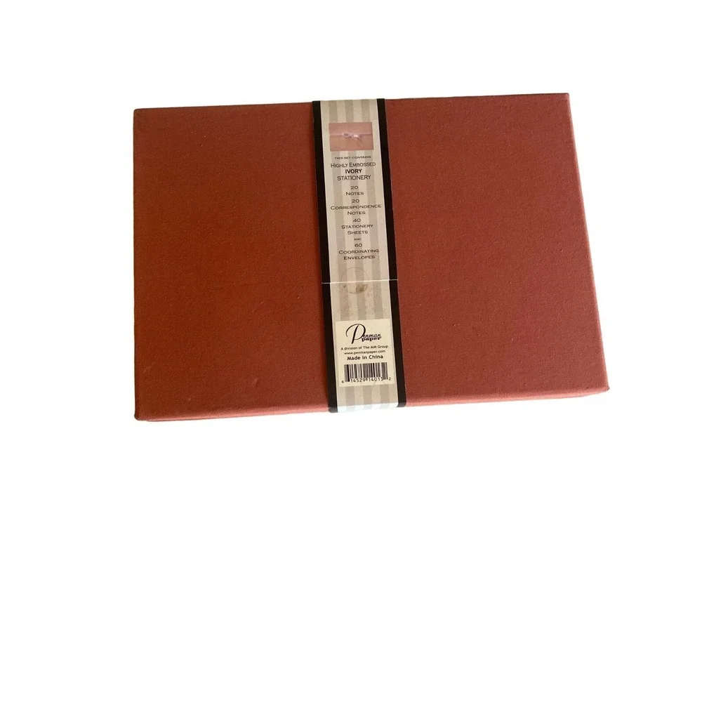 Penman Paper Stationery‎ Ivory Writing Chest Terracotta Box 140pc Embossed Set
